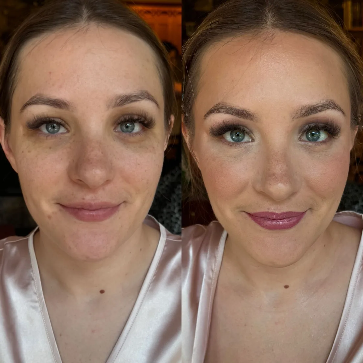 Skin, lash and makeup work by Bridgette Goulet, romantic bridal look, Lewiston, Maine