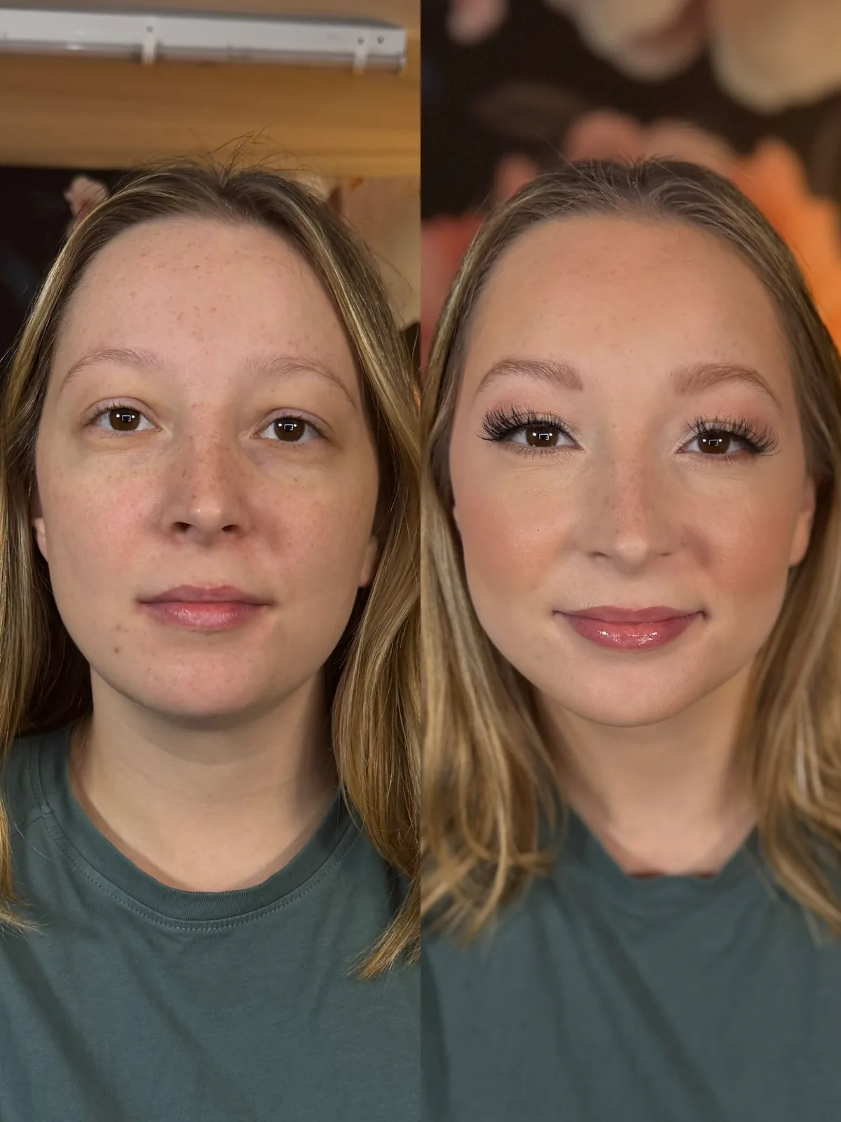 Skin, lash and makeup work by Bridgette Goulet, warm neutral glam, Lewiston, Maine